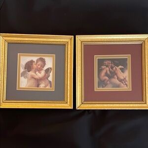 Gold Framed Angel Art Prints, Set of 2